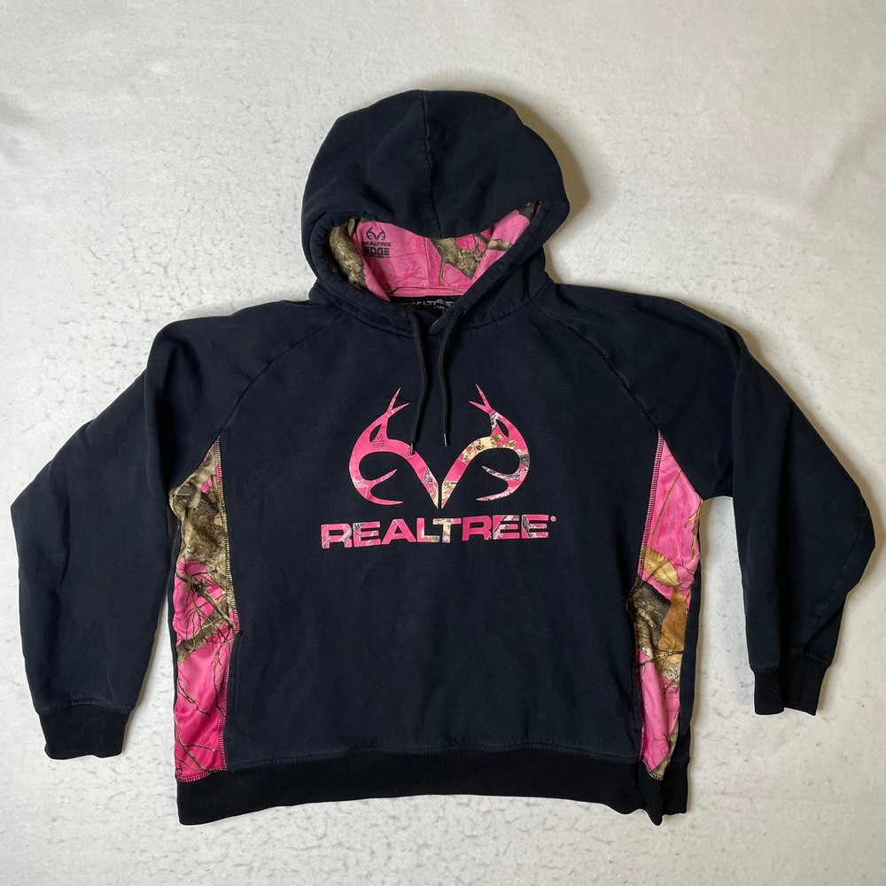 Realtree Pink‎ Camo Hoodie Sweatshirt Black XL